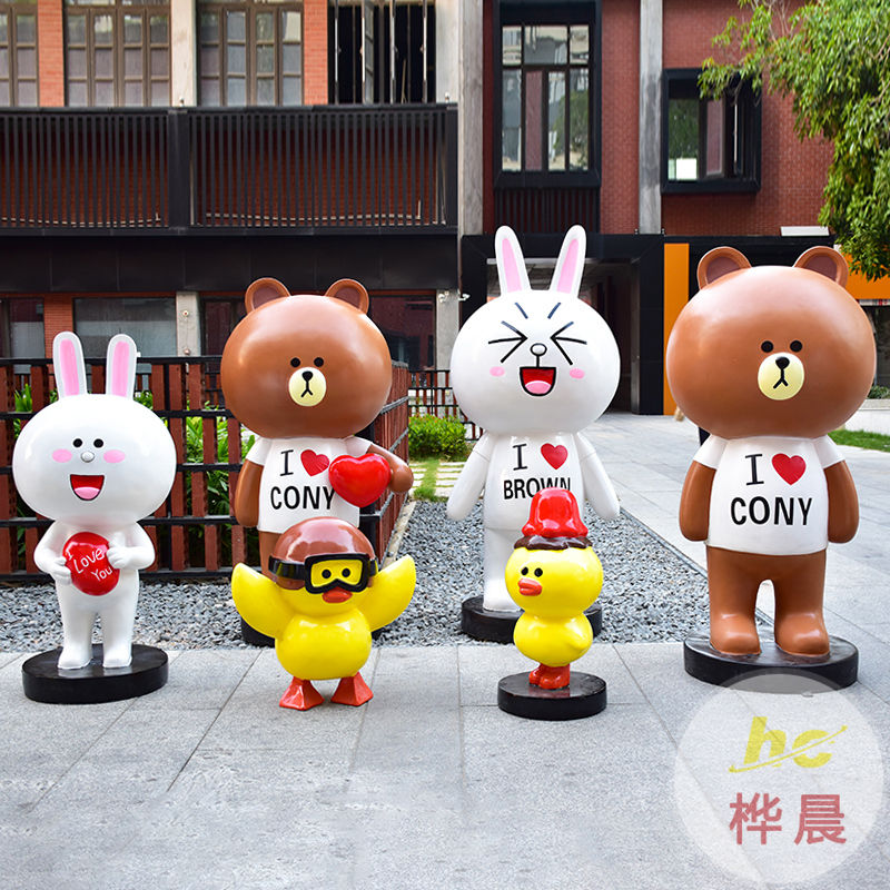 玻璃鋼卡通雕塑公仔動漫吉祥物定制造型大廳景觀戶外公園大型擺件