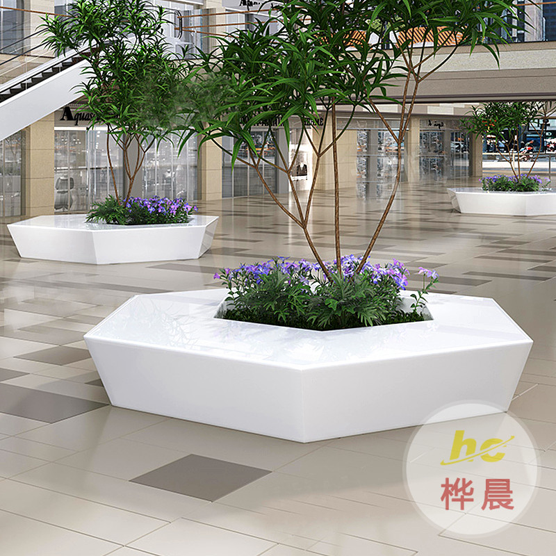 大型玻璃鋼樹池坐凳商場休閑椅景觀廣場創(chuàng)意花盆公園種植戶外座椅