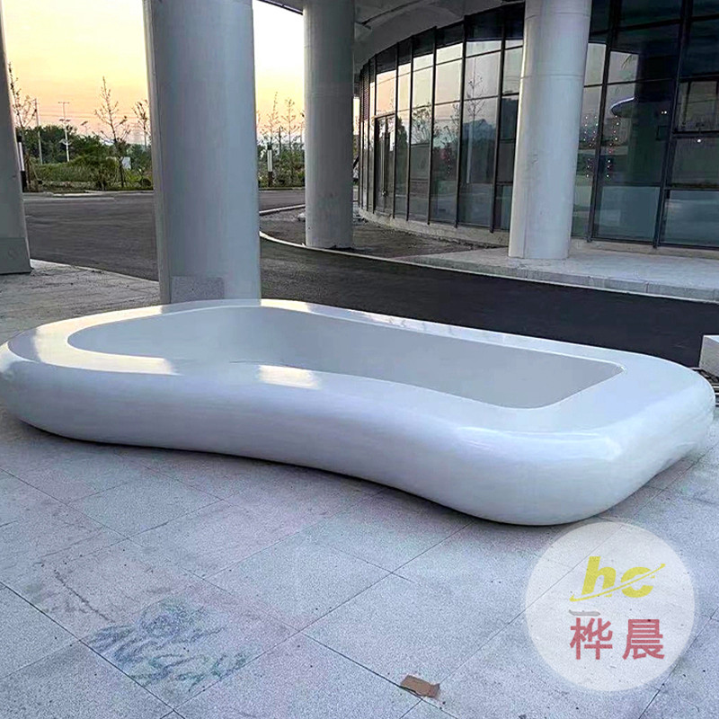 戶外玻璃鋼座椅商場(chǎng)公園弧形景觀異形拼接長(zhǎng)條凳子FRP樹池坐凳